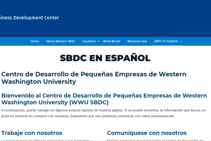 Small Business Business Center Landing page displaying in Spanish